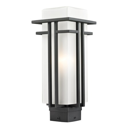 Z-Lite Abbey Outdoor Post Light, Black & Matte Opal 549PHM-BK
